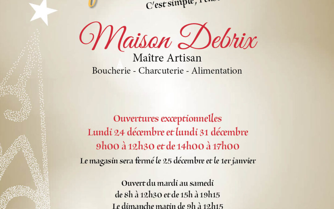 Menu pour vos fêtes de fin d’année 2019